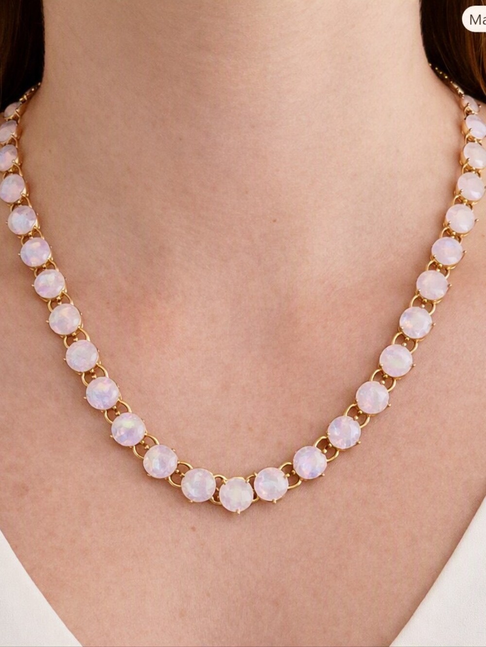Cara New York Opalescent Crystal Gold Tone Single Strand Necklace Elegant